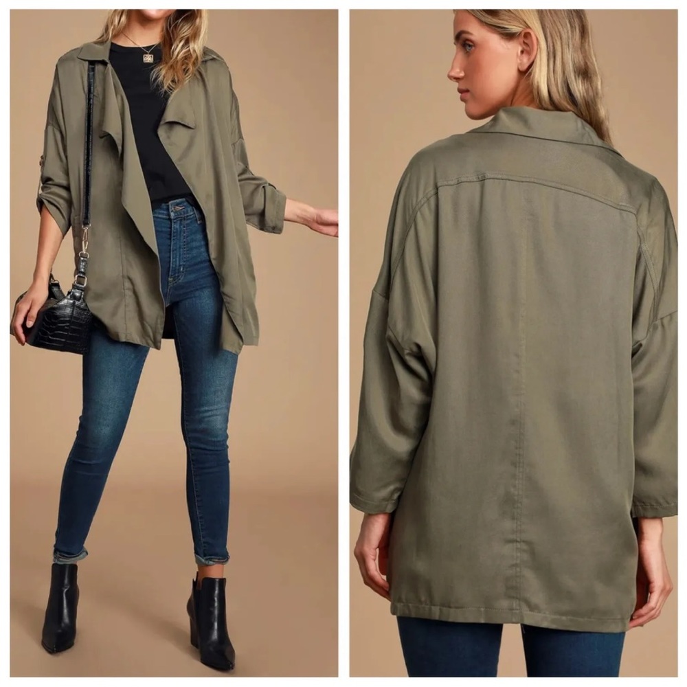 NWT LULU’s XS Lulus Lucky Break Olive Oversized Jacket!